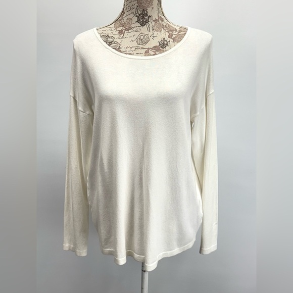 SOFT SURROUNDINGS Ivory TRIESTE Long Sleeve scoop neck top size MP - Picture 6 of 13